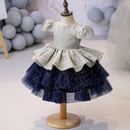 Vestidos de fiesta para niña pequeña, de verano, para comunión, con mangas abullonadas, vestido de princesa esponjoso para desfile 
