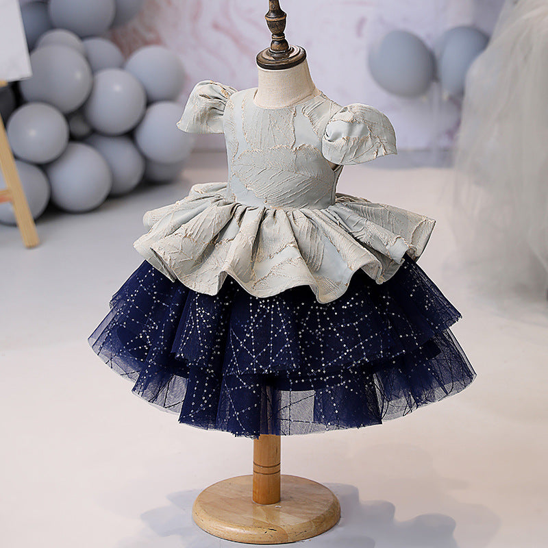 Vestidos de fiesta para niña pequeña, de verano, para comunión, con mangas abullonadas, vestido de princesa esponjoso para desfile 