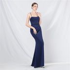 Court fish bone vest waist heavy industry craftsmanship beaded tube top sling high-end evening dress