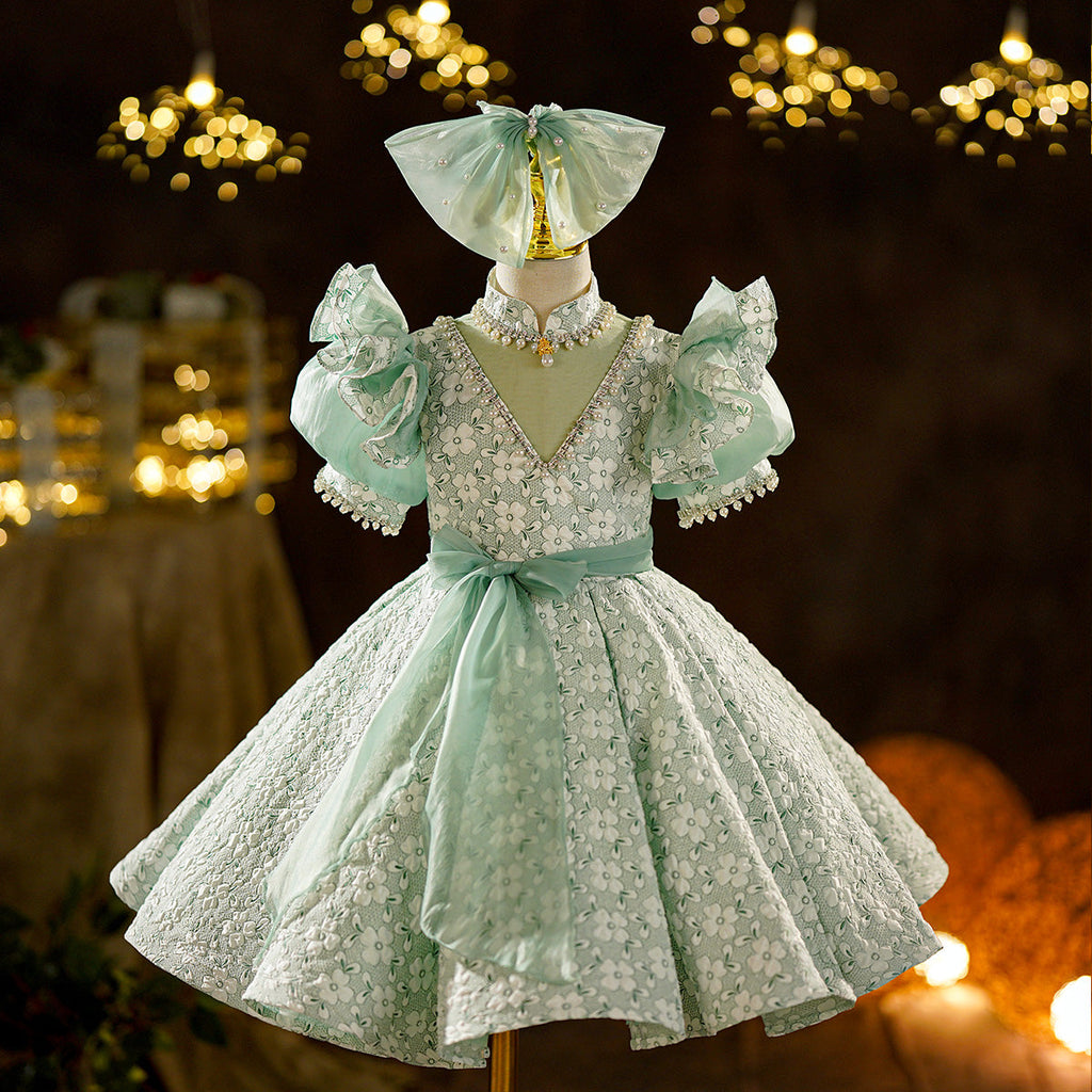 Grünes Paillettenkleid für Babys und Kleinkinder – Prinzessinnenkleid für Geburtstage 