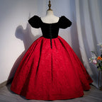Vestido de Navidad para niña, vestido de niña de las flores, vestido de princesa retro con contraste de color, elegante, con mangas abullonadas y vestido de comunión. 
