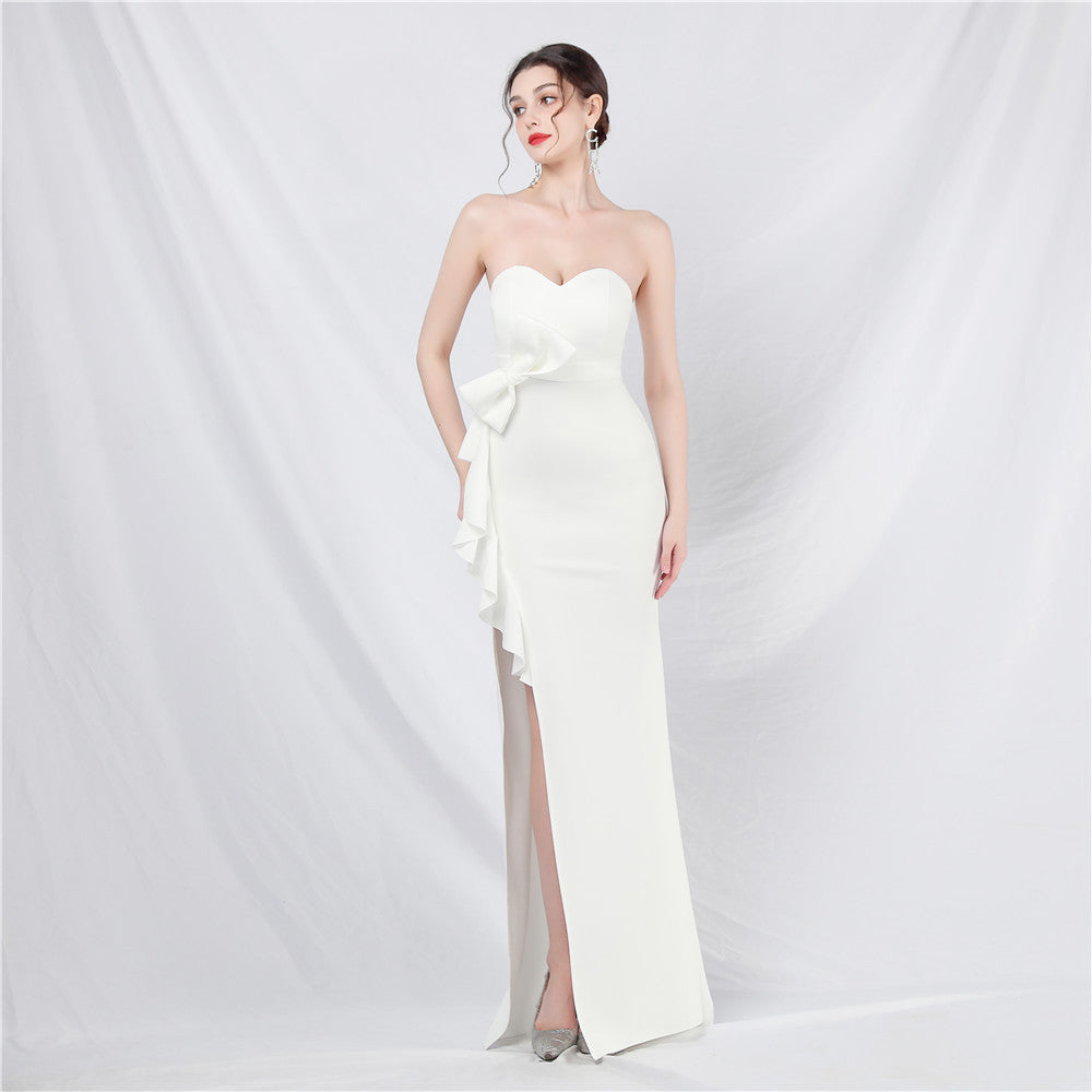 New bridesmaids welcome dinner off-the-shoulder tube top long evening dress