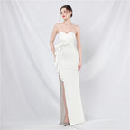 New bridesmaids welcome dinner off-the-shoulder tube top long evening dress