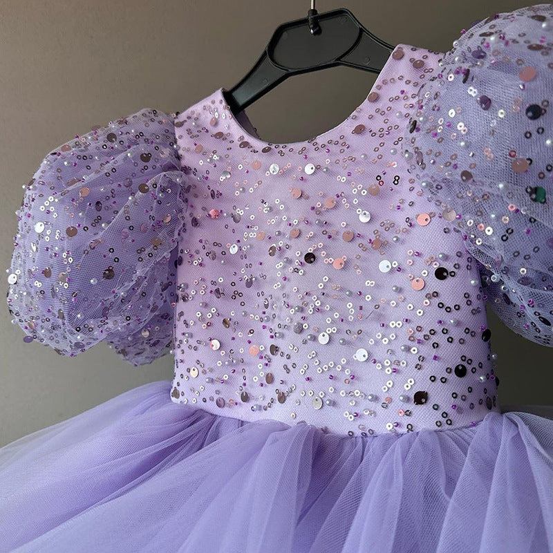 Niedliches Pailletten-Weihnachtskleid für Kleinkinder, Prinzessinnenkleid für die erste Kommunion, Babykleid für Mädchen 