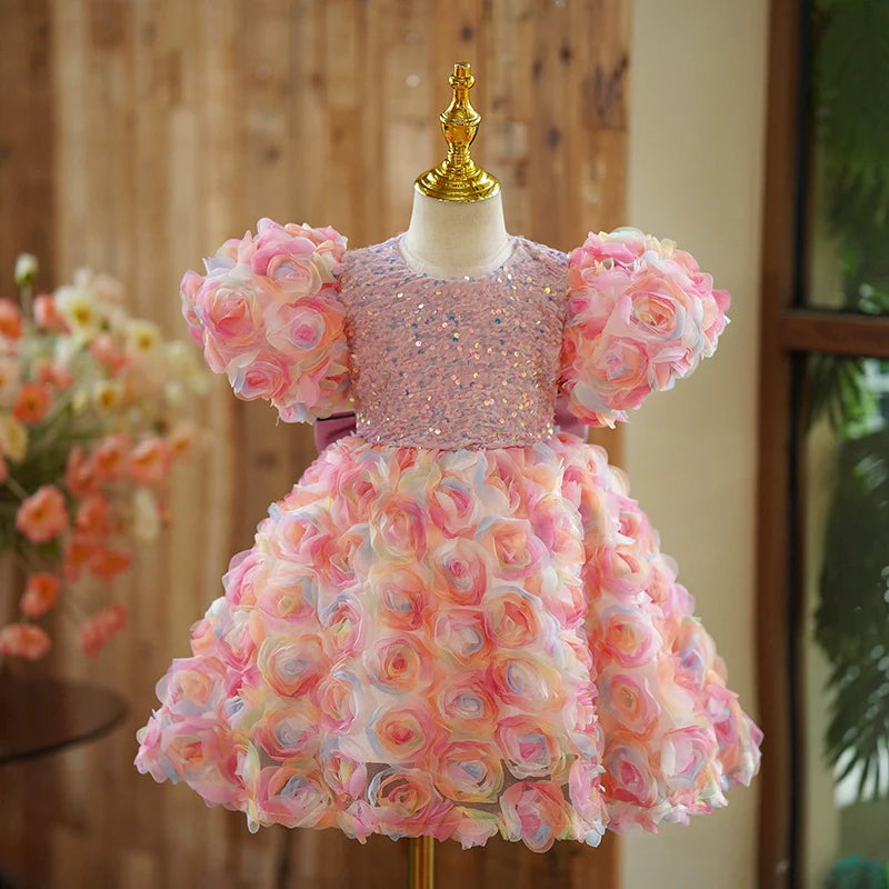 Lindo vestido de flores para concurso de belleza de niña, vestido de princesa de primera comunión para niña pequeña 