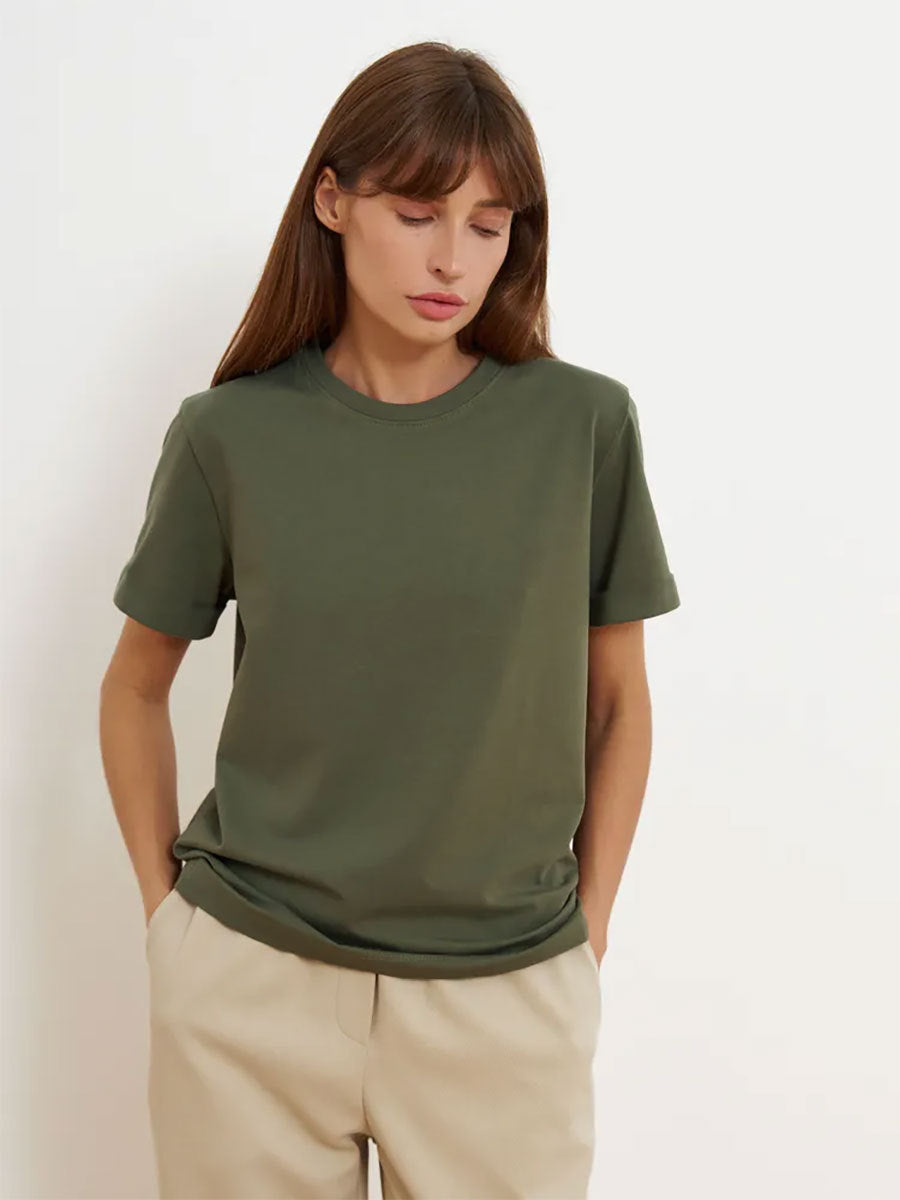 Minimalist Casual Solid Crew Neck T-shirt