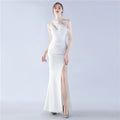 New craftsmanship Order ostrich hair banquet performance satin long evening dress
