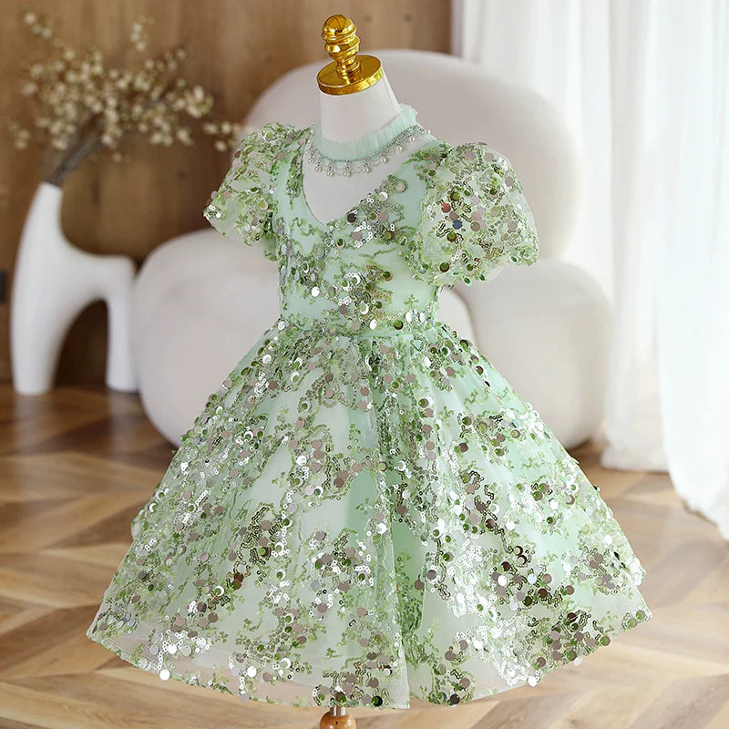 Niedliches Paillettenkleid für Babys und Kleinkinder – Weihnachtskleid, Festkleid für Kleinkinder, Kommunionkleid, Prinzessinnenkleid 