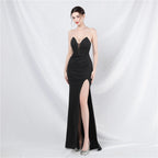 Classical court fishbone vest waist off-the-shoulder suspender evening dress