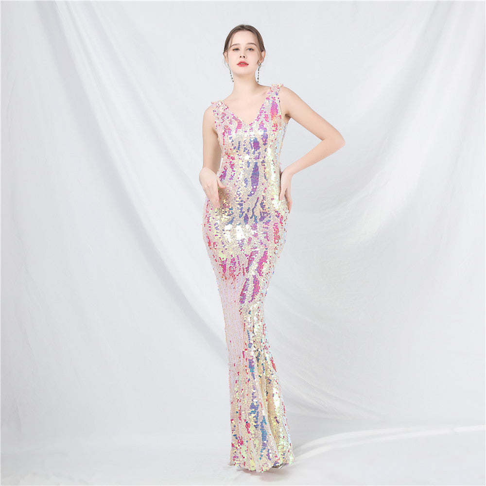 New design foreign trade spot Symphony bead long evening dress