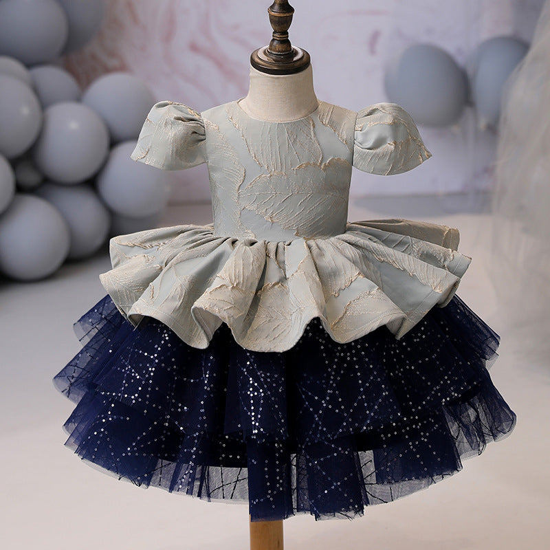 Vestidos de fiesta para niña pequeña, de verano, para comunión, con mangas abullonadas, vestido de princesa esponjoso para desfile 