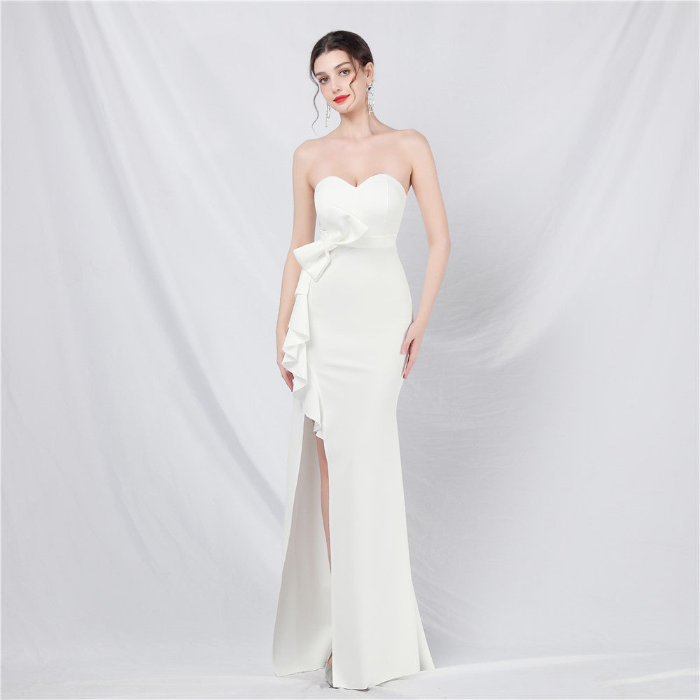 New bridesmaids welcome dinner off-the-shoulder tube top long evening dress