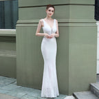 New sequined fishtail long dress performance event banquet car model etiquette evening dress