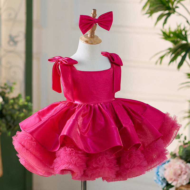 Elegante vestido de primera comunión para niña, vestidos para desfiles de cumpleaños para niñas pequeñas 