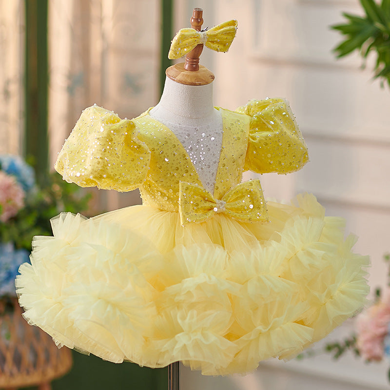 Mädchen-Weihnachtskleid, süßes Baby-Mädchen-Kleid mit Pailletten, festliches Kleid für Kleinkinder, Geburtstags- oder Kommunionskleid 