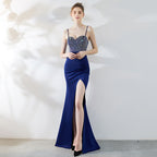 Evening dress host evening dress night show long fishtail suspender dress banquet car model long dress