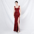 The new celebrity star stunning the audience handmade beaded long evening dress