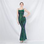 New Craft Ostrich Hair High-end Symphony Bead Evening Dress Banquet Party Dress