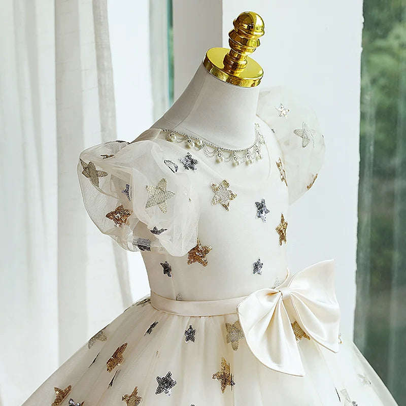 Niedliches Paillettenkleid für Babys und Kleinkinder, ideal für Festlichkeiten, Erstkommunion und als Prinzessinnenkleid 