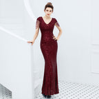 Evening dress women's new banquet temperament elegant long sequined aura queen fishtail thin