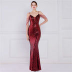 New sequined fishtail long dress performance Internet celebrity event banquet car model etiquette evening dress