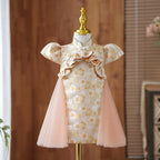 Vestido de niña de las flores, vestido formal para desfile, comunión, vestido de princesa con estampado retro 