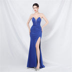 Classical court fishbone vest waist off-the-shoulder suspender evening dress