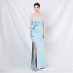 Craft Flower Order Ostrich Hair Off-Shoulder Tube Top Dinner Celebration Wedding Dress