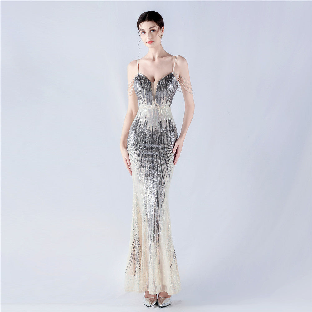 New dress positioning flower bead sheet craft bead suspender evening dress