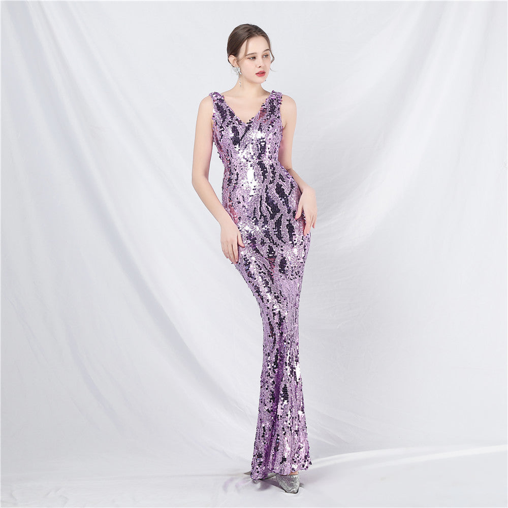 New design foreign trade spot Symphony bead long evening dress