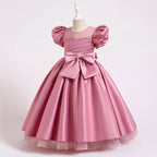 Kommunionkleid für Mädchen, elegant, mit großer Schleife, bauschig, Prinzessinnenkleid, festliches Partykleid 