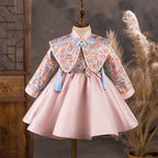 Niedliches Baby-Mädchen-Kleidchen mit Puffärmeln, bedruckt, ideal für Erstkommunion, Geburtstagsfeier und Prinzessinnen-Look 