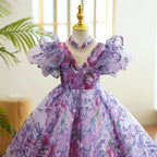 Kommunionkleid für Babys und Kleinkinder, lila Pailletten, bauschig, Prinzessinnenkleid 
