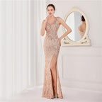 Sequins Party Dress Long Banquet Slim Fit Fishtail Elegant Celebrity Party Annual Meeting Host
