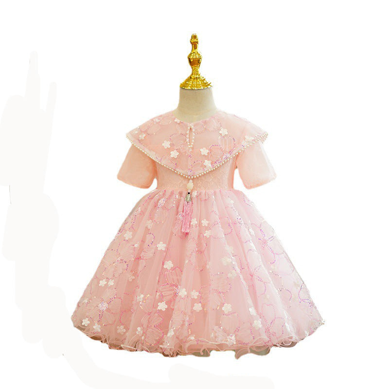 Kleinkind-Abendkleid, formelles Kommunionskleid für Mädchen, Sommerkleid mit Pailletten, Prinzessinnenkleid 