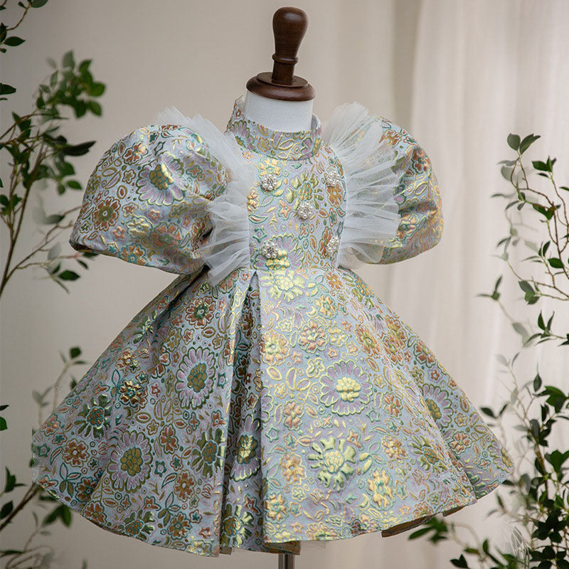 Ballkleider für Kleinkinder, Mädchen, Kommunion, Geburtstag, Festzug, Blumenperlen, Prinzessinnenkleid 
