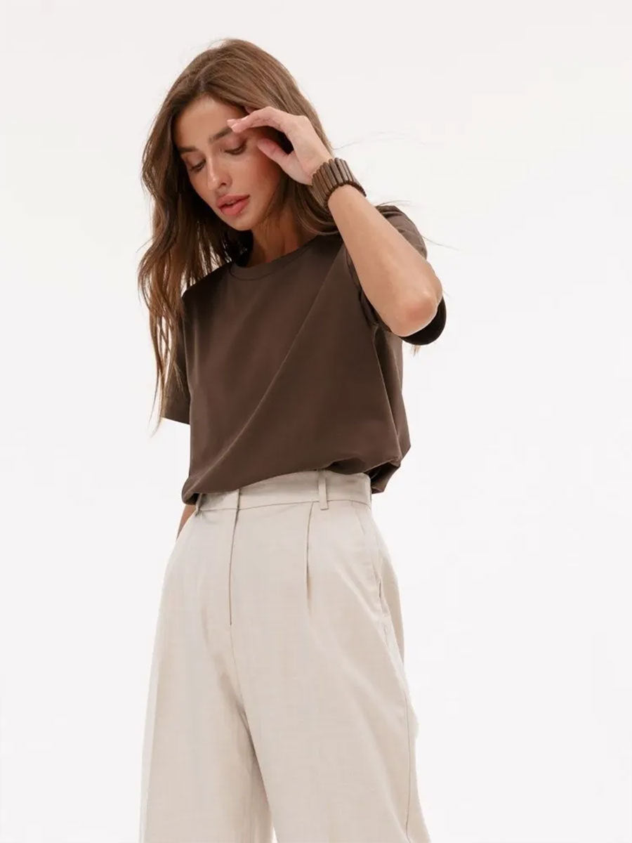 Minimalist Casual Solid Crew Neck T-shirt