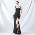 New trend two kinds of rope binding method waist setting ear satin evening dress
