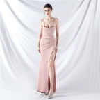 Fishbone vest waist heavy industry craftsmanship beaded tube top sling high-end evening dress