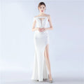 New satin suspender exhibition bridesmaid etiquette evening dress dress