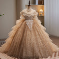 Vestido de princesa con lentejuelas y cuentas para fiesta de cumpleaños de comunión de niña pequeña 