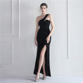 Fleece bottom beads fantasy color shoulder party wedding dinner fishtail long evening dress