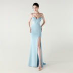 New evening dress fish bone waist lace beads slim formal dinner wedding fishtail evening dress