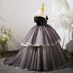 Kleid für kleine Mädchen, Blumenmädchenkleid, Festkleid, Kommunionkleid, schwarzes Paillettenkleid, flauschiges Prinzessinnenkleid 