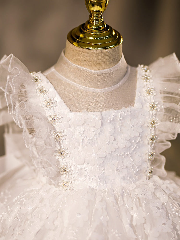 Vestidos de niña de las flores Vestido de princesa formal elegante con volantes y abullonado Vestido de primera comunión 