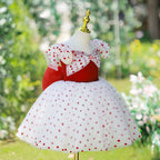 Babykleid für Mädchen, Kleinkind, gepunktet, Gartenkleid, Hochzeit, Kommunion, Prinzessinnenkleid 