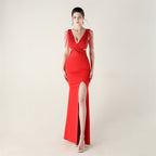 New beaded hot diamond craft slim evening dress, banquet wedding officiant