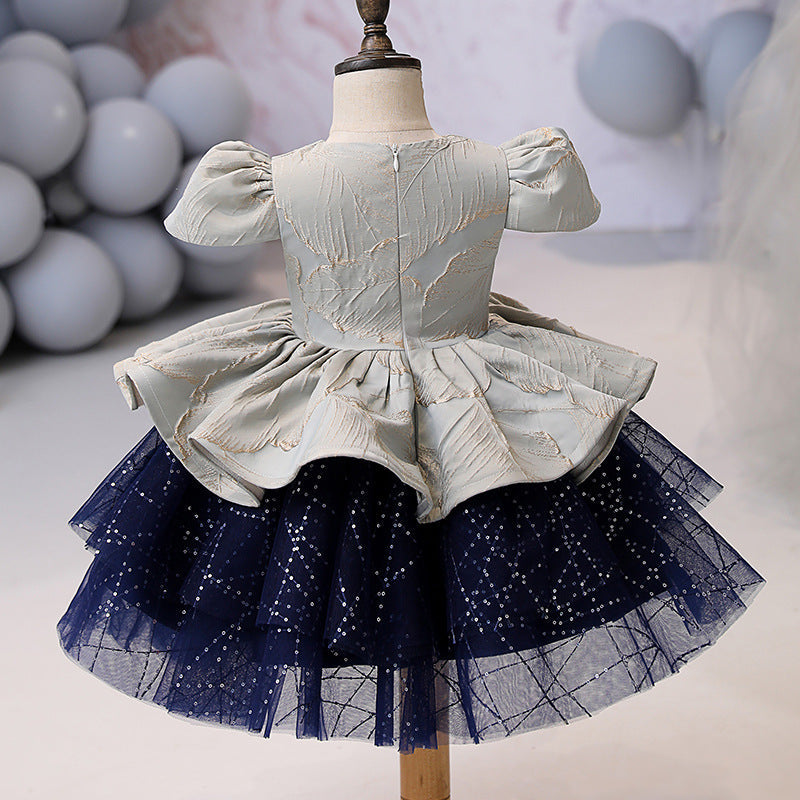 Vestidos de fiesta para niña pequeña, de verano, para comunión, con mangas abullonadas, vestido de princesa esponjoso para desfile 