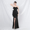 Craft Flower Order Ostrich Hair Off-Shoulder Tube Top Dinner Celebration Wedding Dress