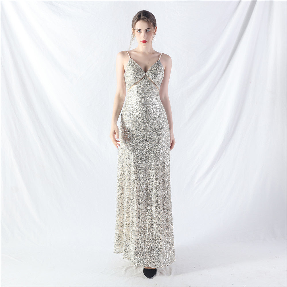 Popular A-shaped pendulum dress can be worn daily sequined long dress